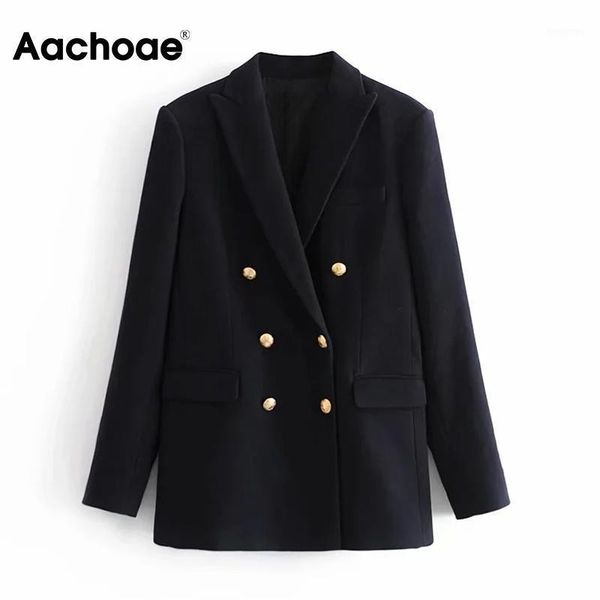 aachoae casual black blazer suit double breasted vintage coat long sleeve notched neck ladies outerwear 2020 autumn spring1, White;black
aachoae casual black blazer suit double breasted vintage coat long sleeve notched neck ladies outerwear 2020 autumn spring1, White;black