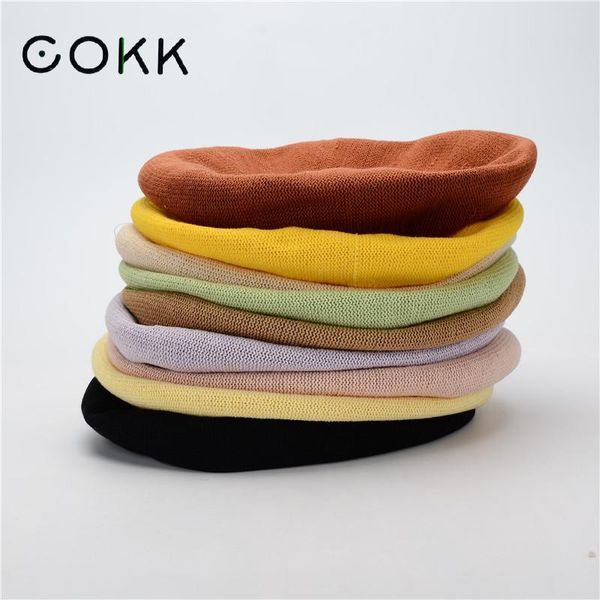 cokk women's plain color knit beret hat female summer casual thin berets for women ladies french artist beanie beret hats cap 201026, Blue;gray
cokk women's plain color knit beret hat female summer casual thin berets for women ladies french artist beanie beret hats cap 201026, Blue;gray