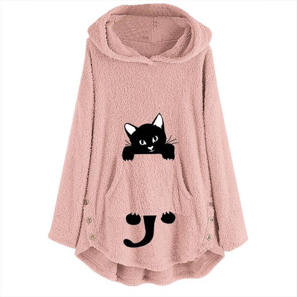 womens winter plush coat fleece cat embroidery warm hoodie plus size button lady pocket outwear long pullover womens warm b, Black
womens winter plush coat fleece cat embroidery warm hoodie plus size button lady pocket outwear long pullover womens warm b, Black