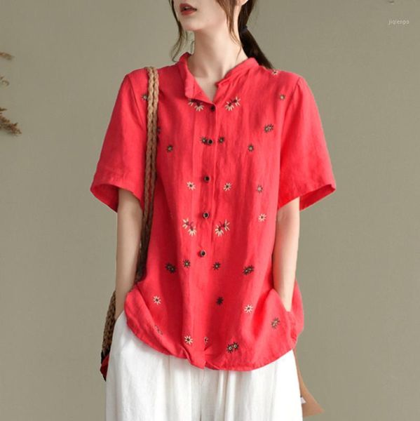 women's blouses & shirts fairynatural summer loose casual women flower stand button short sleeve print 2021 retro vintage blouse and s, White
women's blouses & shirts fairynatural summer loose casual women flower stand button short sleeve print 2021 retro vintage blouse and s, White