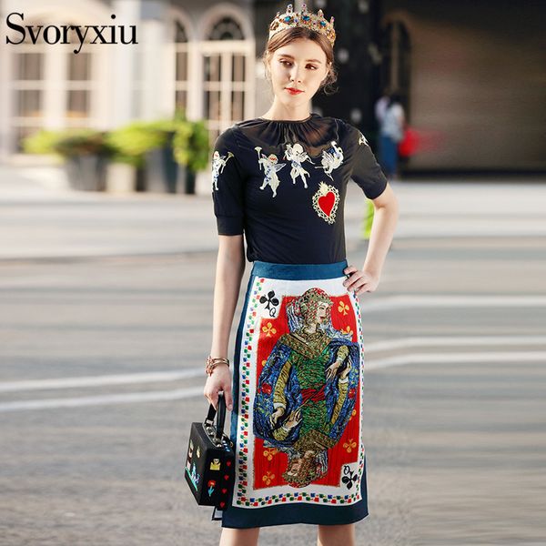 svoryxiu 2019 runway designer summer skirt suit women's embroidery black tees + printed jacquard half skirt clothes set t200702, White
svoryxiu 2019 runway designer summer skirt suit women's embroidery black tees + printed jacquard half skirt clothes set t200702, White