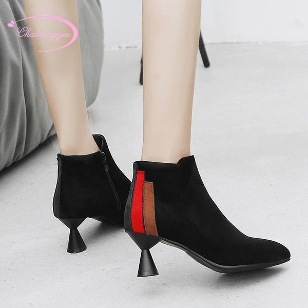 boots european casual style round head ankle fashion zipper color matching black brown high heel thick women's riding boots1
boots european casual style round head ankle fashion zipper color matching black brown high heel thick women's riding boots1