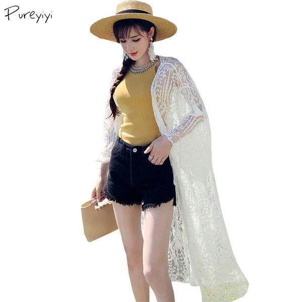 women lace flower cardigan white transparent beachwear coat holiday sunscreen lace stitching long sleeve open shirt female, White;black
women lace flower cardigan white transparent beachwear coat holiday sunscreen lace stitching long sleeve open shirt female, White;black