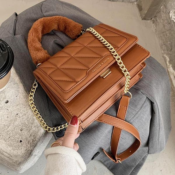 winter bag women 2020 fashionable new plush hand-held shoulder bag fashion chain