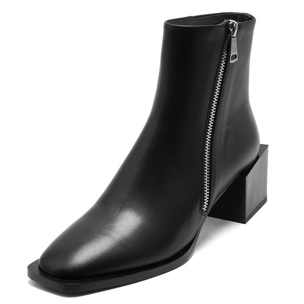 2021 new women autumn winter boots side zipper genuine leather thick heels shoes woman 2020 working office lady shoes, Black
2021 new women autumn winter boots side zipper genuine leather thick heels shoes woman 2020 working office lady shoes, Black