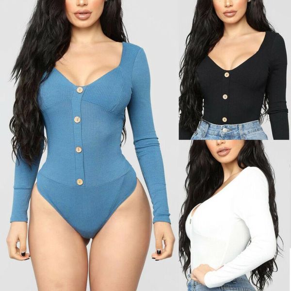 women's spring autumn casual long sleeve buttons v-neck backless jumpsuit knitted solid bodysuit ladies stretch party leotard, Black;white
women's spring autumn casual long sleeve buttons v-neck backless jumpsuit knitted solid bodysuit ladies stretch party leotard, Black;white