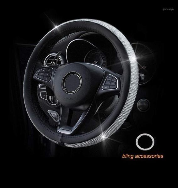 new diamond leather steering wheel cover with bling bling crystal rhinestones, universal fit 15 inch anti-slip wheel protector1
new diamond leather steering wheel cover with bling bling crystal rhinestones, universal fit 15 inch anti-slip wheel protector1