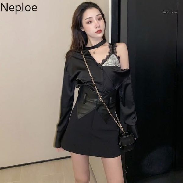 neploe women causal long sleeve blouses lace patchwork sling strapless shirt korean elegant 2020 spring blusas 589031, White
neploe women causal long sleeve blouses lace patchwork sling strapless shirt korean elegant 2020 spring blusas 589031, White