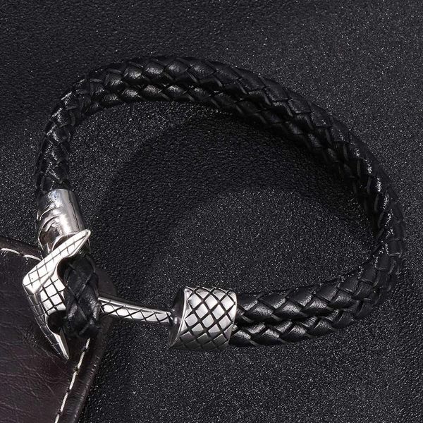 charm bracelets stainless steel anchor buckle black braided leather bracelet men double layer fashion male wristband jewelry gifts st0485, Golden;silver
charm bracelets stainless steel anchor buckle black braided leather bracelet men double layer fashion male wristband jewelry gifts st0485, Golden;silver