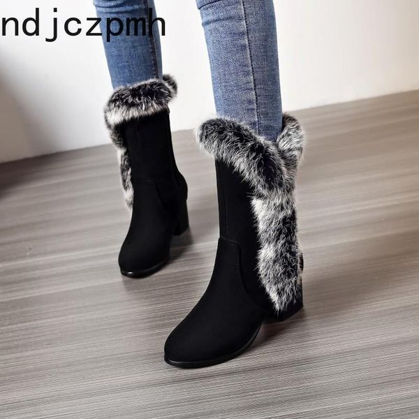 women's boots new fashion winter round head zipper plush mid heel middle tube women's shoes plus size 32-45 heel height 5.5cm, Black
women's boots new fashion winter round head zipper plush mid heel middle tube women's shoes plus size 32-45 heel height 5.5cm, Black
