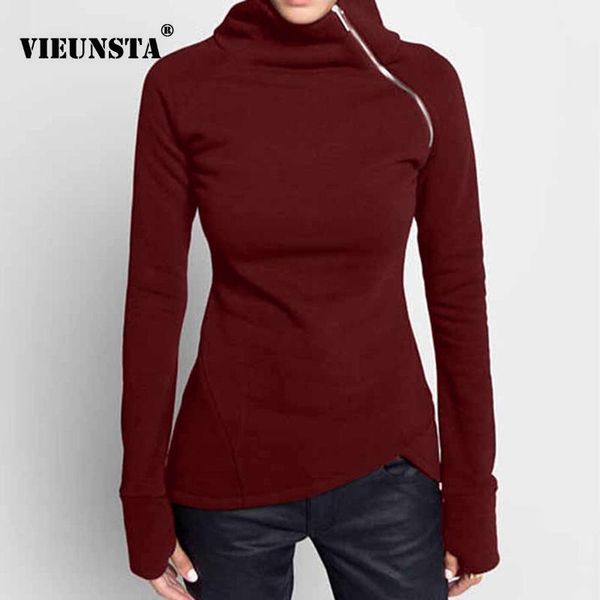 women turtleneck zipper elegant hoodie sweatshirt autumn glove long sleeve pullover winter solid warm harajuku sweatshirts, Black 
women turtleneck zipper elegant hoodie sweatshirt autumn glove long sleeve pullover winter solid warm harajuku sweatshirts, Black