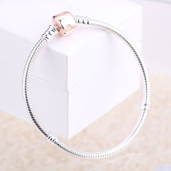 925 sterling silver bangle bracelet set for pandora cz cdrose gold clasp charm bangle for women gift jewelry, Black
925 sterling silver bangle bracelet set for pandora cz cdrose gold clasp charm bangle for women gift jewelry, Black