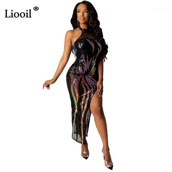 liooil bandage long sequin dress women 2020 sleeveless backless black rose gold night club party slit glitter maxi dresses1, Black;gray 
liooil bandage long sequin dress women 2020 sleeveless backless black rose gold night club party slit glitter maxi dresses1, Black;gray
