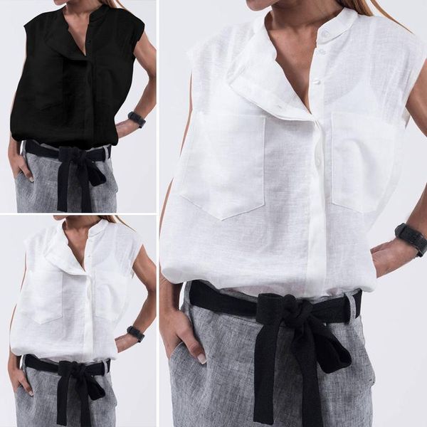 women's blouses & shirts linen oversized celmia women summer vintage blouse casual loose pockets short sleeve work fashion blusas femi, White
women's blouses & shirts linen oversized celmia women summer vintage blouse casual loose pockets short sleeve work fashion blusas femi, White
