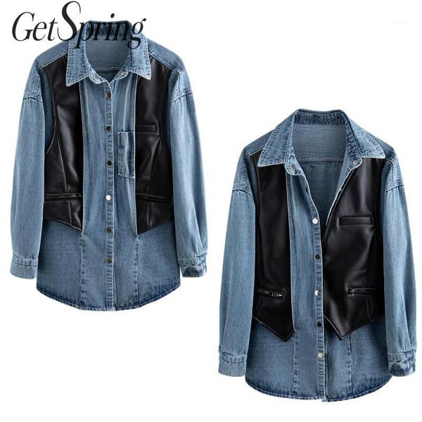 getspring women blouse pu stitching denim shirt long sleeve loose denim blouse fashion ladies fake two ladies 1, White
getspring women blouse pu stitching denim shirt long sleeve loose denim blouse fashion ladies fake two ladies 1, White