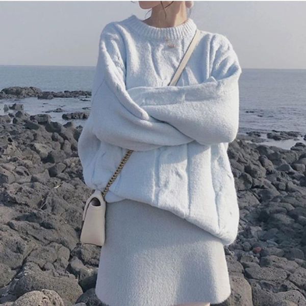 women's sweaters winter mohair sweater ladies knit pullover lazy 2021 soft drop shoulder loose casual stitching women, White;black
women's sweaters winter mohair sweater ladies knit pullover lazy 2021 soft drop shoulder loose casual stitching women, White;black
