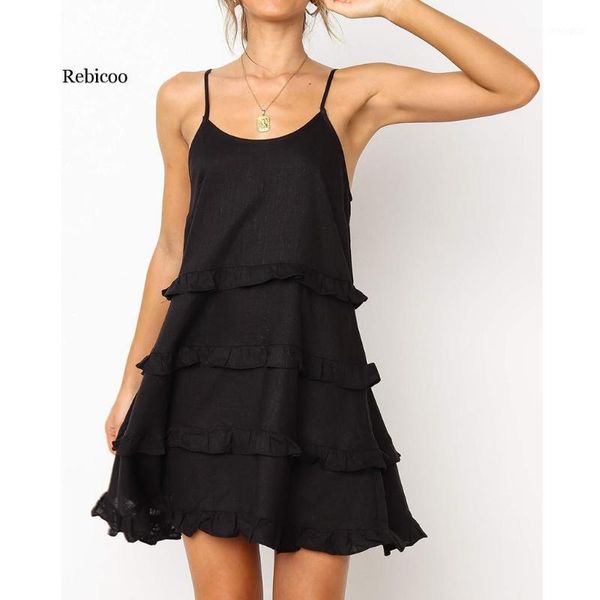 casual dresses womens summer dress natural solid color sleeveless sling ruffle mini fashion woman party night vestidos 1, Black;gray
casual dresses womens summer dress natural solid color sleeveless sling ruffle mini fashion woman party night vestidos 1, Black;gray