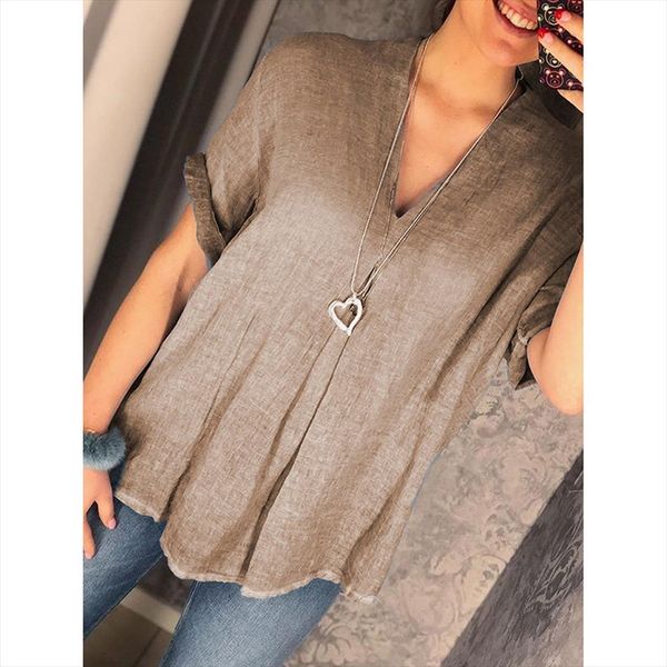 summer fashion cotton linen blouse ladies loose solid v neck tee female womens short sleeve shirt blusas femininas clothing, White
summer fashion cotton linen blouse ladies loose solid v neck tee female womens short sleeve shirt blusas femininas clothing, White
