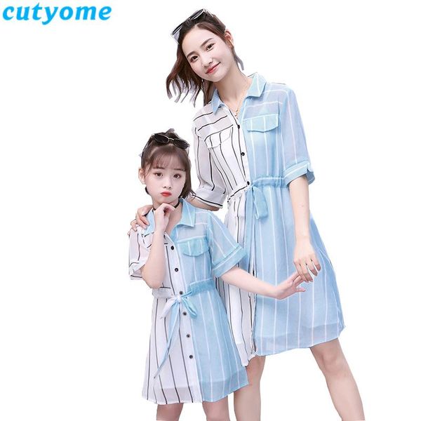 cutyome family matching outfits korean chic mommy and me striped blouses short sleeve contrast color mother daugther shirt dress, Blue
cutyome family matching outfits korean chic mommy and me striped blouses short sleeve contrast color mother daugther shirt dress, Blue