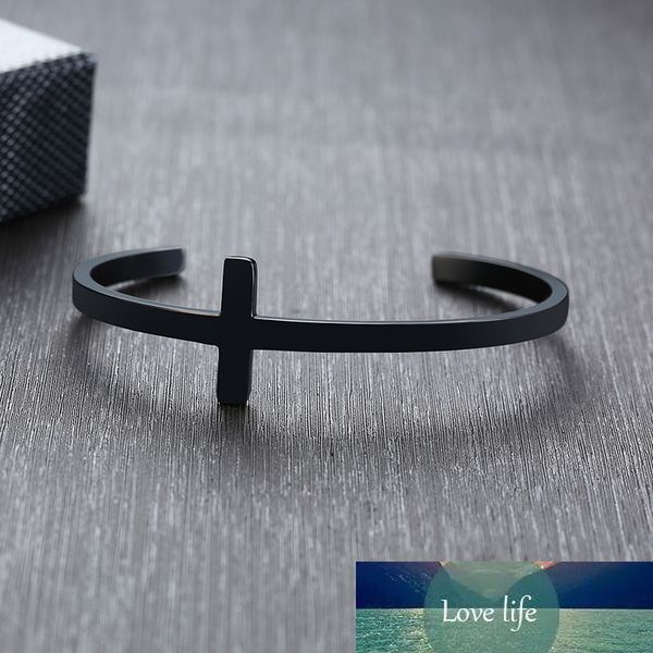 316l stainless steel open cuff bangle mens cross bracelet sideways fashion jewelry, Black
316l stainless steel open cuff bangle mens cross bracelet sideways fashion jewelry, Black