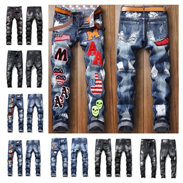 jeans men more badge slim fit jeans straight leg washed fashion designer sreetwear painted biker men's denim pants trousers big size hi, Blue
jeans men more badge slim fit jeans straight leg washed fashion designer sreetwear painted biker men's denim pants trousers big size hi, Blue