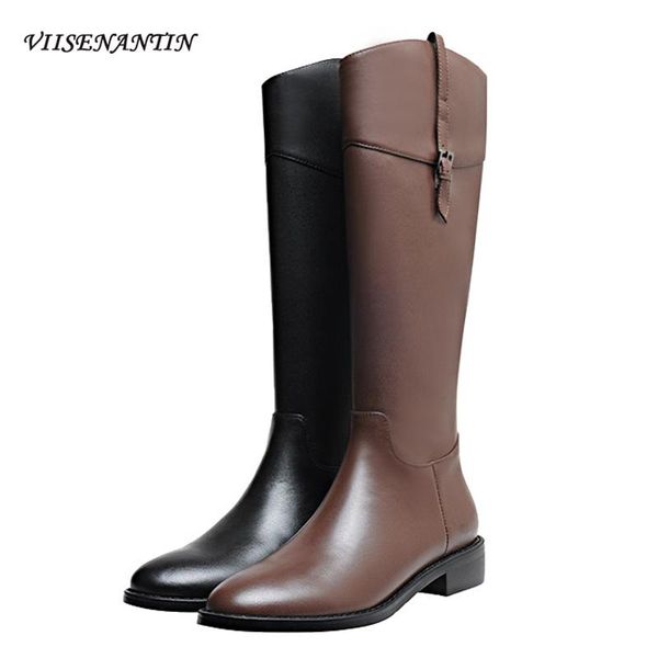boots korean brown straight tube mid calf knight real leather thick heel versatile belt buckle designer platform shoes women, Black
boots korean brown straight tube mid calf knight real leather thick heel versatile belt buckle designer platform shoes women, Black