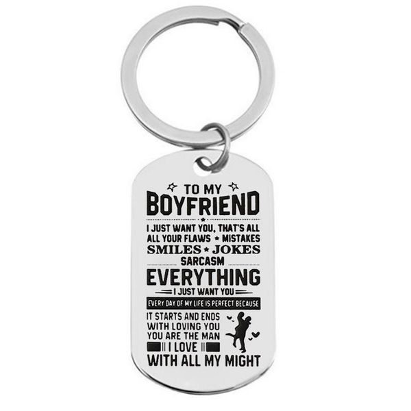 customization keychain to my boyfriend everything i just want you boyfriend gift stainless steel pendant keychain key ring, Silver
customization keychain to my boyfriend everything i just want you boyfriend gift stainless steel pendant keychain key ring, Silver