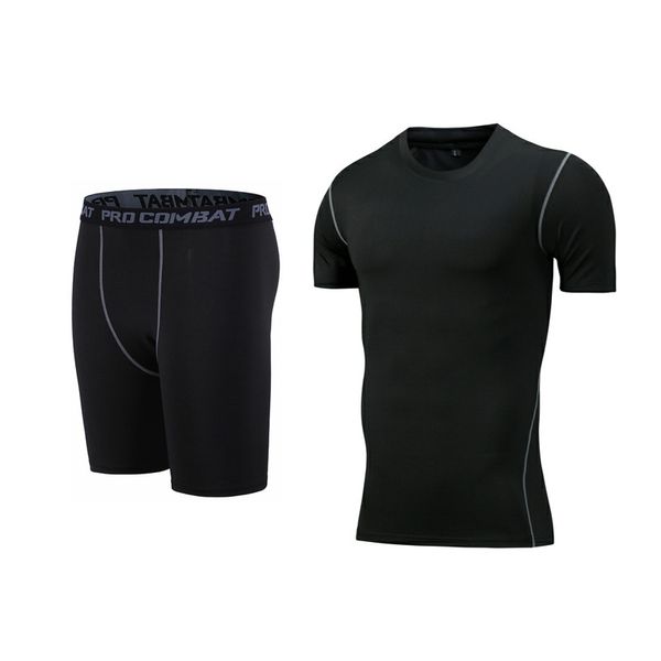 sports tights leggings suit men's spring and summer quick-drying fitness clothes running short-sleeved shorts suit basketball uniforms, Black;blue 
sports tights leggings suit men's spring and summer quick-drying fitness clothes running short-sleeved shorts suit basketball uniforms, Black;blue