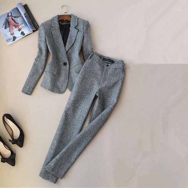 women's suits & blazers spring autumn professional women's suit pants set two-piece slim-fit plaid ladies jacket small office casu, White;black
women's suits & blazers spring autumn professional women's suit pants set two-piece slim-fit plaid ladies jacket small office casu, White;black