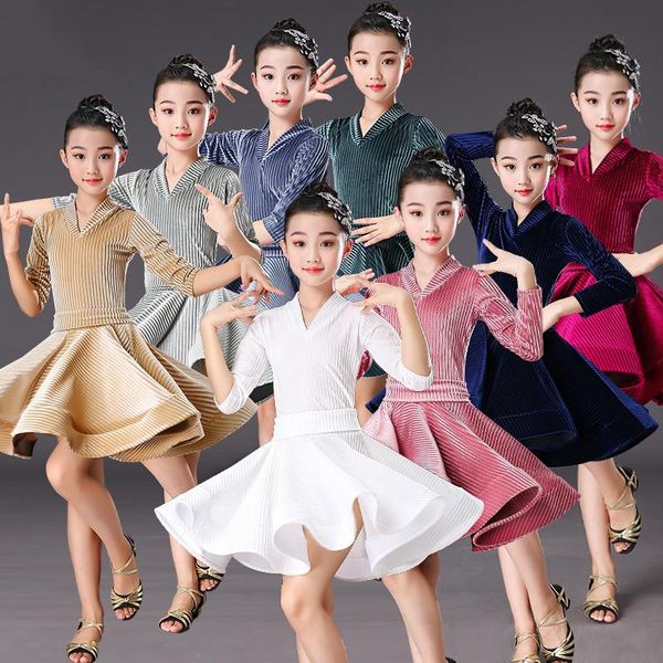 stage wear more colors children's latin dance dress long-sleeved velvet girls practice clothes ballroom samba competition costume dl472, Black;red
stage wear more colors children's latin dance dress long-sleeved velvet girls practice clothes ballroom samba competition costume dl472, Black;red