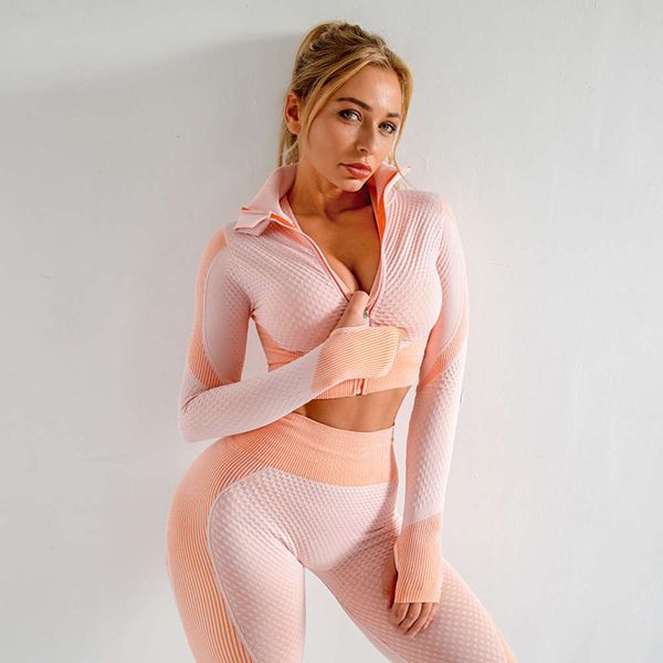 seamless long sleeve new high elastic hip lifting fitness suit sports yoga coat female, Gray
seamless long sleeve new high elastic hip lifting fitness suit sports yoga coat female, Gray