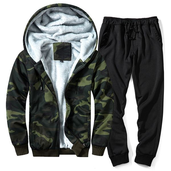 men's sets fur inside winter warm tracksuit men thick fleece jackets+pants camouflage suit sporting fashion hoodies sweatshirts, Black
men's sets fur inside winter warm tracksuit men thick fleece jackets+pants camouflage suit sporting fashion hoodies sweatshirts, Black