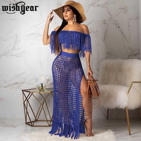 hollow out fishnet tassel knitted 2 piece set summer beach dress off shoulder lantern sleeve crop + maxi skirt holiday suit y200910, White
hollow out fishnet tassel knitted 2 piece set summer beach dress off shoulder lantern sleeve crop + maxi skirt holiday suit y200910, White