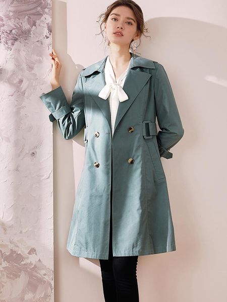 women's wool & blends 2021 autumn wear mid-length british simple windbreaker jacket, Black
women's wool & blends 2021 autumn wear mid-length british simple windbreaker jacket, Black