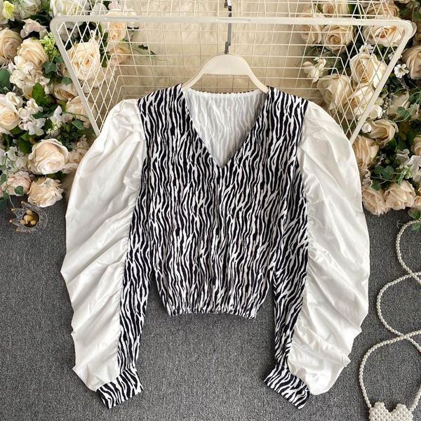 lady new fashion zebra stitching shirt women v-neck high street spice long sleeve autumn short blouse p761, White
lady new fashion zebra stitching shirt women v-neck high street spice long sleeve autumn short blouse p761, White