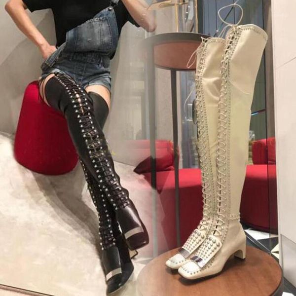 boots fashion over the knee women square toe lace-up rivets thigh high 2021 winter shoes heeled leather1, Black
boots fashion over the knee women square toe lace-up rivets thigh high 2021 winter shoes heeled leather1, Black