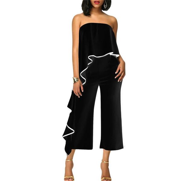 flounced strapless jumpsuit romper women fashion off shoulder loose wide leg pants elegant overalls macacao feminino, Black;white
flounced strapless jumpsuit romper women fashion off shoulder loose wide leg pants elegant overalls macacao feminino, Black;white