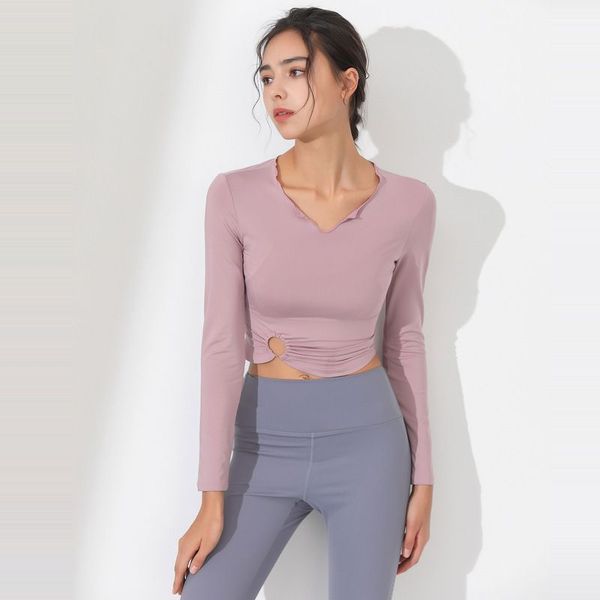 sport wavy collar fitness shirt girls midriff blouse workout dance long sleeve yoga jacket gym clothing, White;red
sport wavy collar fitness shirt girls midriff blouse workout dance long sleeve yoga jacket gym clothing, White;red