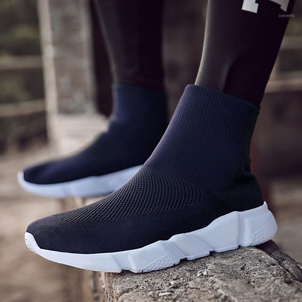 mens socks boots high shoes men fashion casual sneakers slip-on breathable soft footwear male zapatos de hombre1, Black
