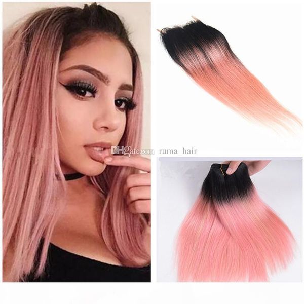 two tone pink hair with lace closure straight ombre pink 4*4 lace closure with bundles peruvian virgin unprocess hair extensions 4pcs lot, Black;brown
two tone pink hair with lace closure straight ombre pink 4*4 lace closure with bundles peruvian virgin unprocess hair extensions 4pcs lot, Black;brown