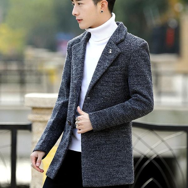 men's windbreaker woolen coat men's autumn / winter korean plush medium length youth fashion woolen coat, Black
men's windbreaker woolen coat men's autumn / winter korean plush medium length youth fashion woolen coat, Black