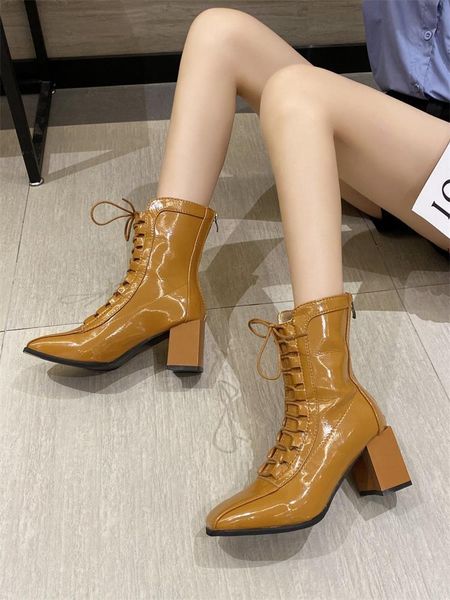 british style women's shoes short boots lace-up thick heel korean all-match, Black
british style women's shoes short boots lace-up thick heel korean all-match, Black