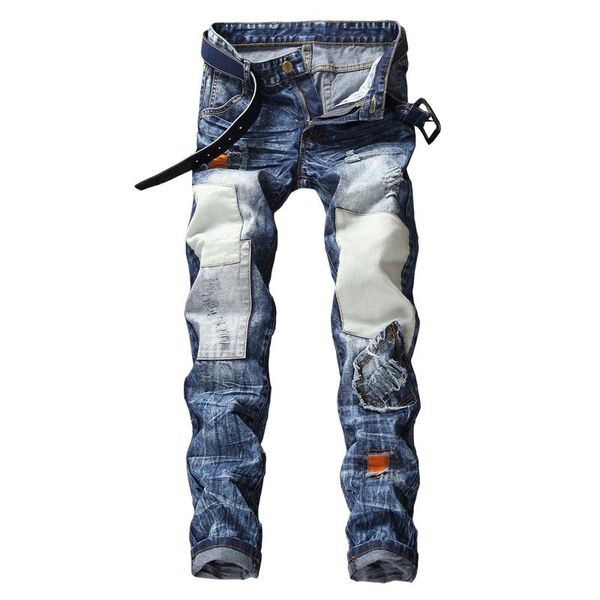 new arrival men's ripped jeans pants destroyed patch denim trousers thick thermal distressed jeans patchwork fold, Blue
new arrival men's ripped jeans pants destroyed patch denim trousers thick thermal distressed jeans patchwork fold, Blue