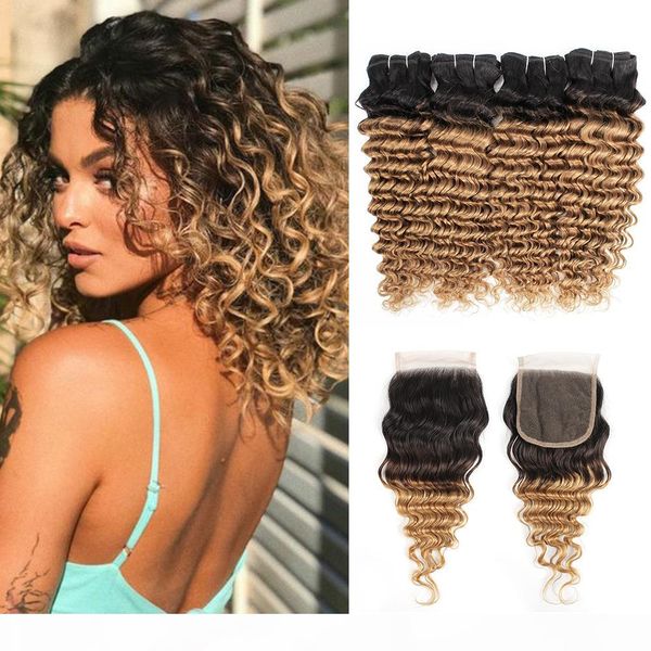 ombre blonde curly hair bundles with closure 1b 27 deep wave 4 bundles with 4x4 lace closure brazilian curly remy human hair extensions, Black;brown
ombre blonde curly hair bundles with closure 1b 27 deep wave 4 bundles with 4x4 lace closure brazilian curly remy human hair extensions, Black;brown
