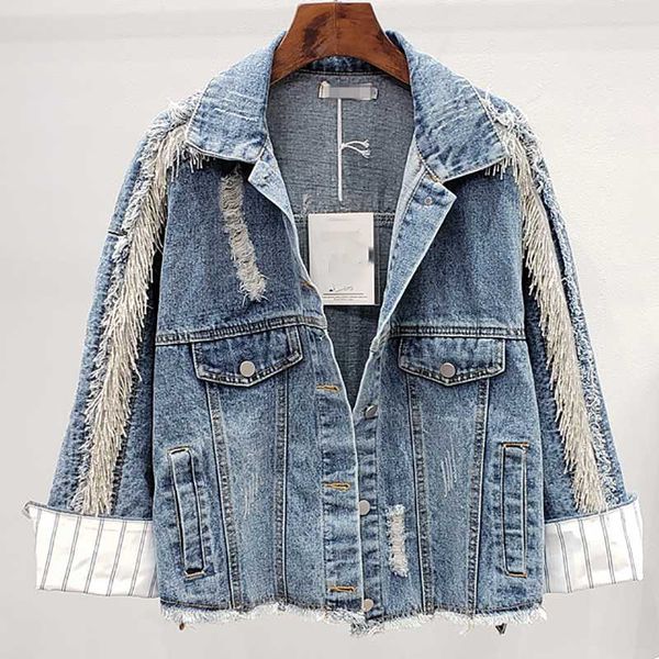 seebeautiful new tide fashion 2020 spring tassel lapel long sleeve pockets button loose cowboy jacket denim coat female w500, Black;brown
seebeautiful new tide fashion 2020 spring tassel lapel long sleeve pockets button loose cowboy jacket denim coat female w500, Black;brown