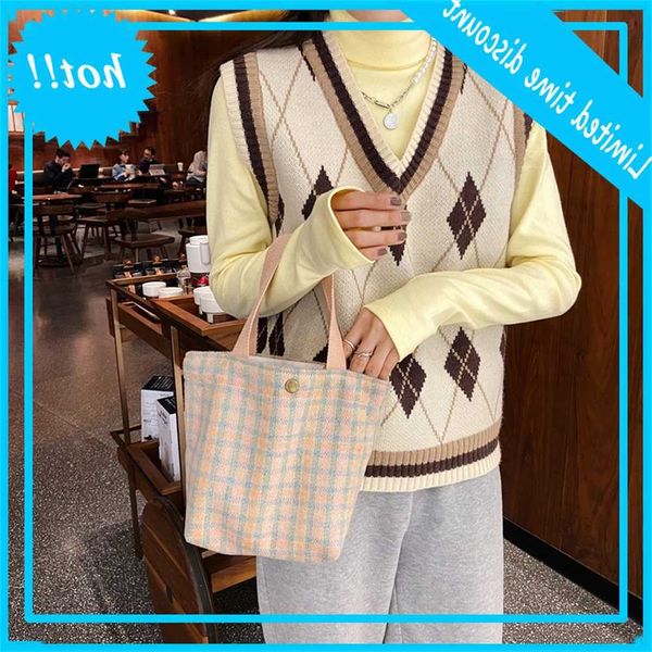 08181 tweed checkered bento han feng hand and fresh women's lunch box small carrying bag
08181 tweed checkered bento han feng hand and fresh women's lunch box small carrying bag