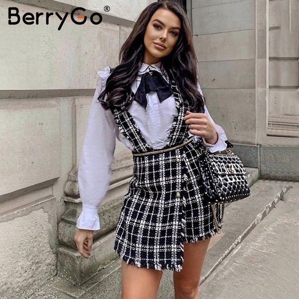 berrygo a-line tweed plaid women skort autumn winter casual ladies short party skirt spaghetti strap female mini overalls skirt t200324, Black
berrygo a-line tweed plaid women skort autumn winter casual ladies short party skirt spaghetti strap female mini overalls skirt t200324, Black