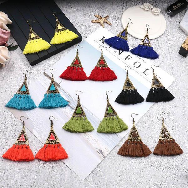 vintage ethnic triangle tassel dangle earrings for women bohemian long fringed geometric drop earring statement jewelry gift, Silver
vintage ethnic triangle tassel dangle earrings for women bohemian long fringed geometric drop earring statement jewelry gift, Silver