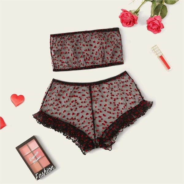 aduloty heart floral lace bandeau bra with ruffle hem slips shorts mesh frill lingerie set women pajamas underwear set lj201211, Red;black
aduloty heart floral lace bandeau bra with ruffle hem slips shorts mesh frill lingerie set women pajamas underwear set lj201211, Red;black