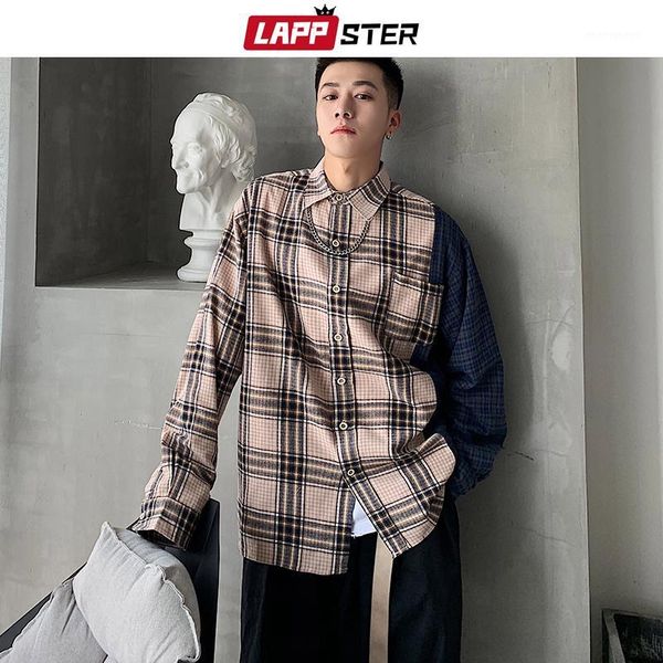 men's casual shirts lappster men harajuku plaid 2021 mens streetwear patchwork shirt long sleeve korean fashions vintage clothes1, White;black
men's casual shirts lappster men harajuku plaid 2021 mens streetwear patchwork shirt long sleeve korean fashions vintage clothes1, White;black